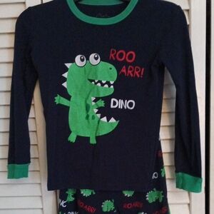 Dino Roar Kids Pajama Set - Navy and Green